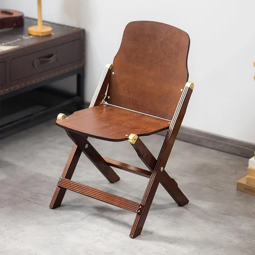 Vista 2 de Silla de comedor plegable de mediados de siglo, sillas plegables de madera maciza, silla de gravedad cero para patio, porche, fiesta, evento (negro)