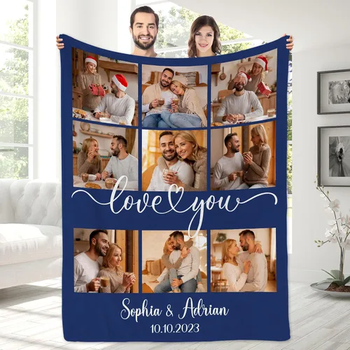 Vista 25 de Manta con fotos personalizada para novio, regalos del día de San Valentín, manta de fotos personalizada, regalos de novio de novia, regalos del día