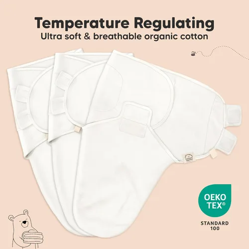 Vista 4 de Paquete de 5 sacos de dormir orgánicos para bebés y niños y niñas, sacos de dormir orgánicos (nube), paños para eructos (paisaje gris)