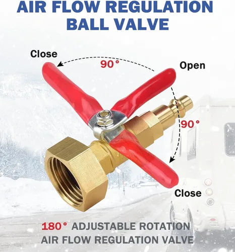 Vista 6 de Kit de acondicionamiento de invierno para caravana, adaptador de soplado de RV con válvula de cierre, adaptador de soplado de aspersor con enchufe