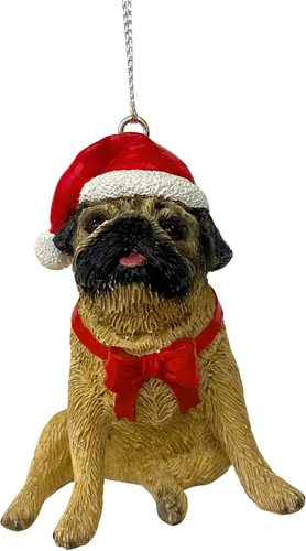 Vista 6 de Yuletide Designs Figura de perro adornos de Navidad con sombreros de Papá Noel