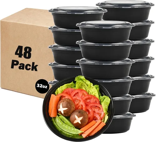 Vista 9 de LOKATSE HOME Recipientes redondos de 32 onzas con tapas, paquete de 150 unidades, caja Bento para almacenamiento de alimentos, microondas