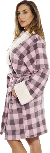 Vista 2 de Just Love - Bata afelpada con ribete aborregado para mujer