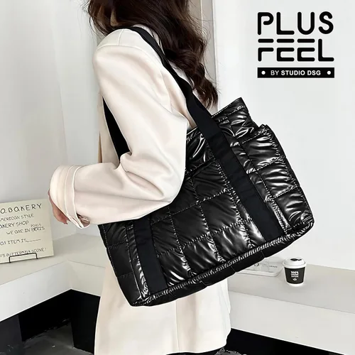 Vista 2 de Bolsa de mano acolchada para mujer, bolsa de hombro acolchada, grande, de algodón, suave y acolchada