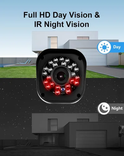 Vista 11 de Sistema de cámara de seguridad con cable de 1080P, DVR de vigilancia CCTV AIWIXEN 8CH con disco duro de 1 TB, 4 x cámaras de seguridad con cable