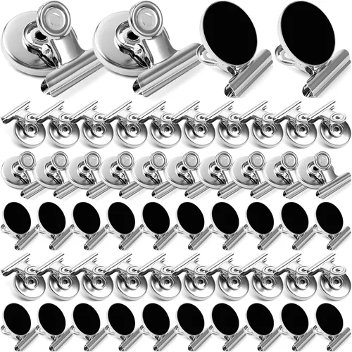 Vista 16 de VNDUEEY Paquete de 6 imanes para refrigerador, imanes para refrigerador, clips magnéticos negros, imanes para pizarra blanca, clips magnéticos