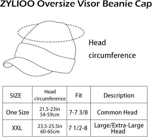 Vista 6 de Gorro de punto extra grande extragrande con ala, visera para cabezas grandes, gorras de invierno con calavera, sombrero de reloj elástico, Visera