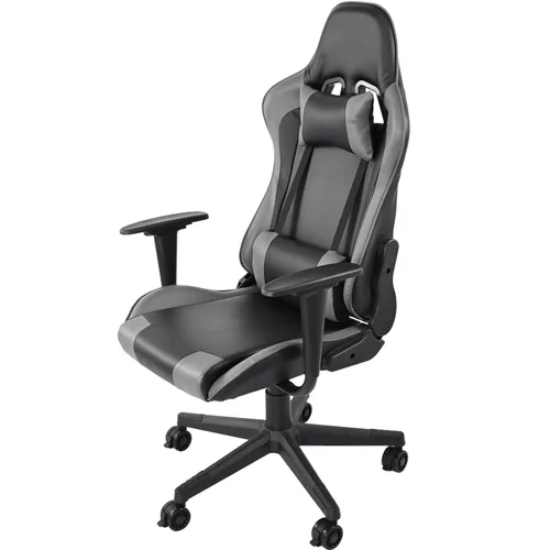 Vista 2 de Anman Flight and Racing Simulator Game Chair con respaldo Negro Gris Premium Reclinable
