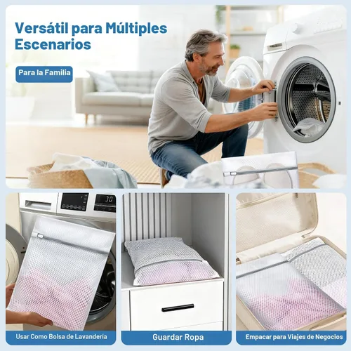 Vista 7 de Bolsas de lavandería de malla para ropa delicada, malla de nido de abeja mejorada y malla fina, extra duraderas con cremalleras resistentes