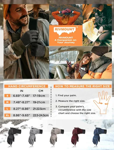 Vista 5 de rivmount Guantes cálidos de invierno para hombres y mujeres, pantalla táctil y antideslizantes, perfectos para ciclismo, correr, viajar, conducir