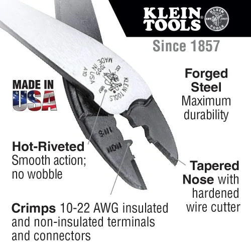 Vista 6 de Klein Tools Paquete de cortadores de cables y herramienta crimpadora Cortador de cables Journeyman + herramienta de engaste para terminales