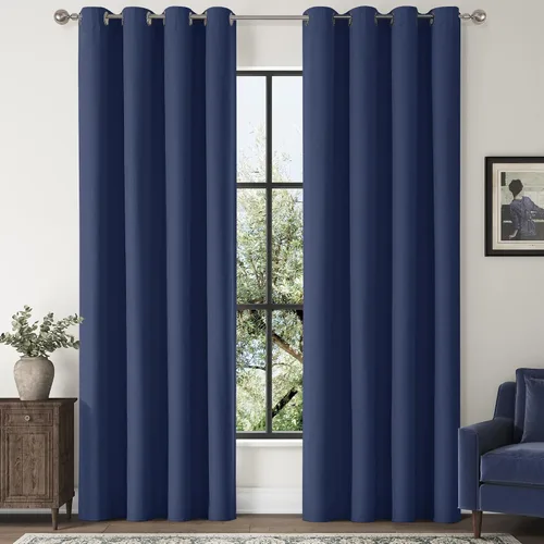 Vista 24 de ChrisDowa Cortinas 100% Opacas de Abedul Sólido de 45 Pulgadas de Largo, 2 Paneles para Dormitorio y Sala de Estar, Estilo Granja Oscurecedoras