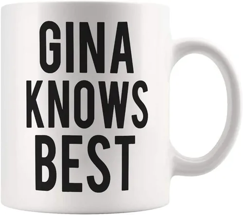 Vista 2 de Fonhark - Gina Knows Best Brooklyn 99 - Taza de café divertida para mujer, 11 onzas, color blanco