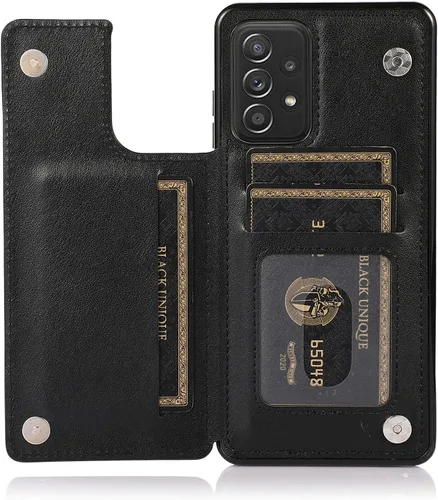 Vista 4 de Funda de teléfono para Samsung Galaxy A53 5G 2022 con protector de pantalla de vidrio templado, tarjetero/tarjetero/cartera, soporte para celda