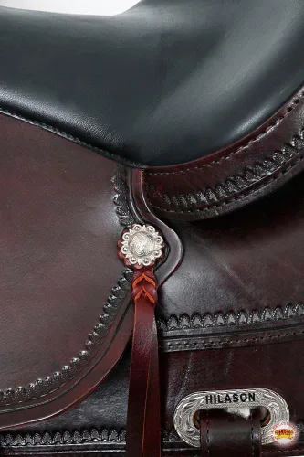 Vista 8 de HILASON Hand-Tooled Dark Brown Leather Western Flex Tree Saddle