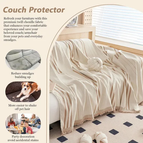 Vista 5 de DREAMINGO Funda de Sillón de Chenilla Fundas de Sofá Jacquard Lavables Protector de Muebles Funda de Sofá Reclinable 1 Cojín Funda de Silla