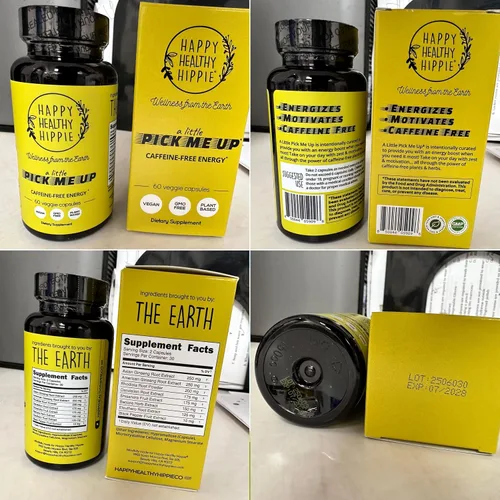 Vista 9 de Happy Healthy Hippie Píldoras energéticas sin cafeína – Rhodiola Rosea, Bacopa + raíz de diente de león – Energía + claridad mental + motivación +
