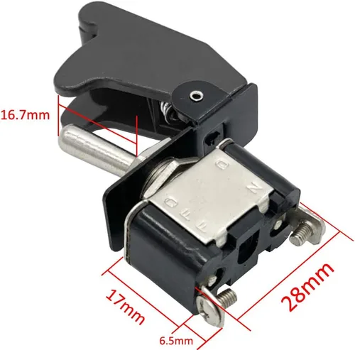 Vista 7 de ESUPPORT Interruptor basculante de cubierta negra de 12 V 20 A SPST ON/OFF Negro cubierta