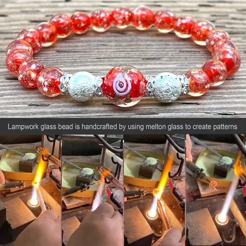 Vista 6 de ARTSY Crafts Pulsera de Cuentas de Luciérnaga que Brillan en la Oscuridad para Mujeres, Cuentas de Vidrio Luminosas Cristal Curativo Pulseras
