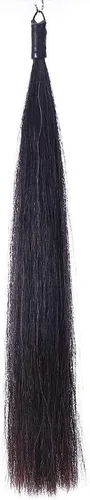Vista 8 de Extensiones de cola de caballo con bucle trenzado de crin, parte inferior de corte romo, 34-36 pulgadas de largo y peso de 1/2 libra (gris oscuro)