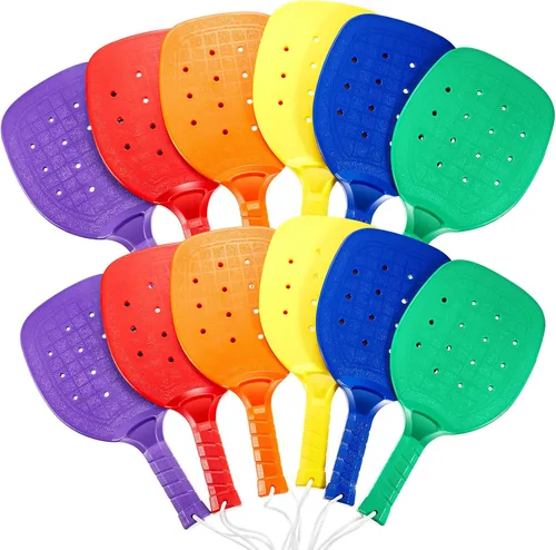 Vista 8 de Seenelling Plastic Paddleball Racket PE Equipment for Elementary School with Lanyard Classes Equipment, 15.2 x 7.5 Inches