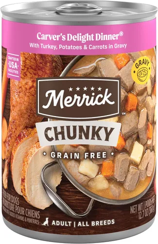 Vista 16 de Merrick - Comida húmeda para perros (12 unidades), Sin frijoles gruesos., Pappy's Pot - Cena para asar