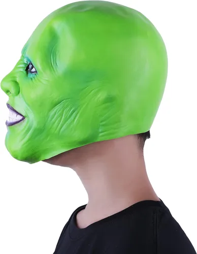 Vista 4 de dylunsky Verde Head Mask Máscara de látex de Halloween jimcarry