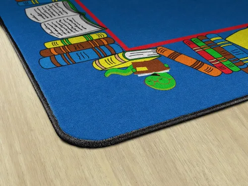 Vista 6 de Flagship Carpets Alfombra educativa multicolor con borde de gusano de libro, para dormitorio de niños, alfombra de sala de juegos, área