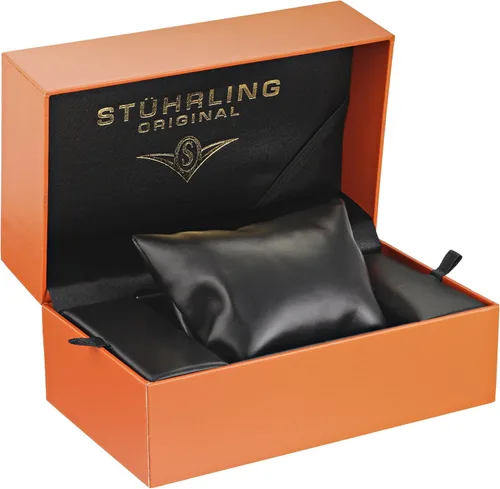 Vista 4 de Stuhrling Original Reloj automático de dos tonos con pantalla analógica Atrium 812.04 para hombre, plateado, Mecánico
