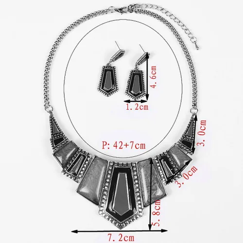 Vista 5 de YAZILIND Vintage étnico tibetano plata irregular Rhinestone babero collar pendientes collar collar joyería conjunto
