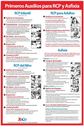 Vista 6 de ZOCO - Carteles de primeros auxilios de RCP y asfixia (paquete de 2, inglés y español) - Carteles laminados de cumplimiento de 12 x 18 pulgadas