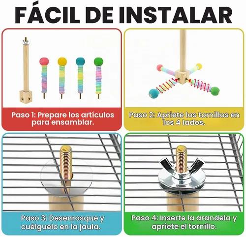 Vista 4 de Juguete de perca para loros mejorado, soporte giratorio de perca para pájaros con juguete de bola masticable para pájaros pequeños y medianos