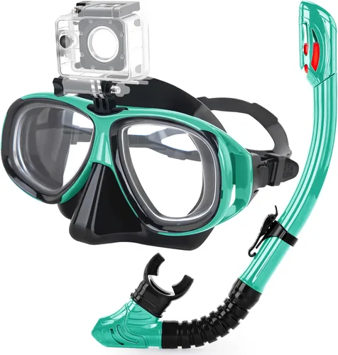 Vista 9 de Snorkeling Gear for Adults Youth, Nearsighted Anti-Fog Diving Mask & Silicone Dry Snorkel for Scuba Diving Spearfishing Freediving