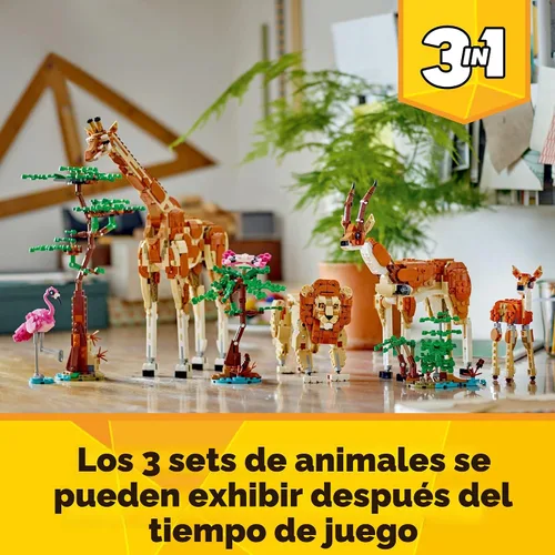 Vista 6 de LEGO Creator 31150 - Animales de safari salvajes 3 en 1, se reconstruyen en 3 figuras diferentes de animales de safari: jirafa, gacela o león