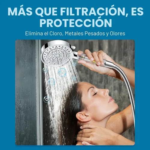 Vista 2 de Cobbe Cabezal de ducha filtrado con portátil, suavizante de agua para agua 1. Cromo
