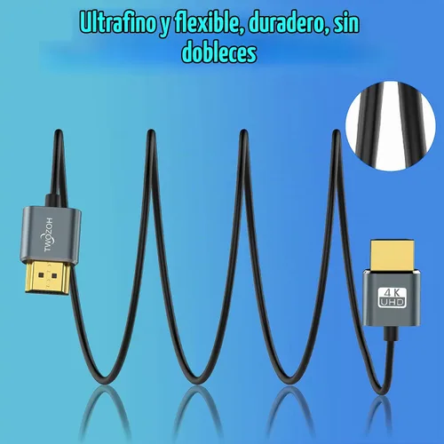 Vista 6 de Twozoh Cable HDMI a HDMI ultrafino de 1 pie, cable HDMI 2.0 hiperdelgado, cable HDMI extremadamente flexible compatible con 3D/4K @60Hz, 2160P, 1080P