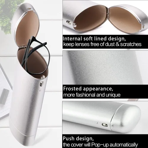 Vista 4 de EZESO - Estuche para gafas de aluminio, para marco pequeño, diseño de celosía