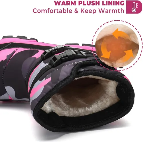 Vista 3 de Mishansha - Botas para la nieve para niño y niña, botas impermeables para el invierno, antideslizantes y cálidas para el clima frío