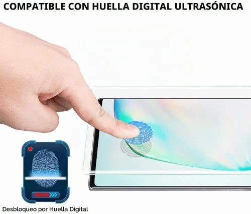 Vista 4 de Protector de pantalla de vidrio templado para Galaxy Note 10 Plus, juego de 3 unidades, reparación de arañazos, compatible con identificación