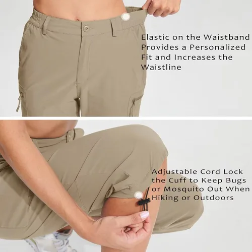 Vista 4 de TACVASEN Pantalones capri de senderismo para mujer, 5 bolsillos, ligeros, de secado rápido, debajo de la rodilla, pantalones cortos deportivos