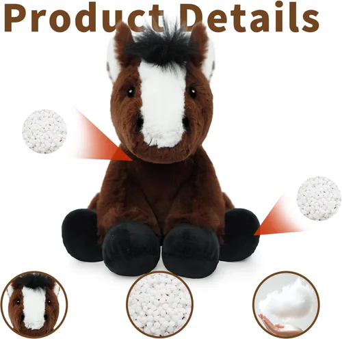 Vista 3 de Juguete de peluche de caballo, juguetes de peluche suaves para abrazar para niños, lindo regalo de animales de caballo para niños y niñas y juguete