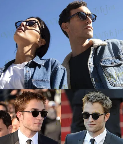 Vista 5 de WHHJM Vintage Polarized Round Sunglasses for Men Women Retro Stylish Black Orange Sunglasses