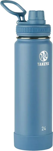 Vista 4 de Takeya Actives Botella de agua aislada de acero inoxidable con tapa de boquilla, 24 onzas, Arctic & Actives botella de agua de acero inoxidable