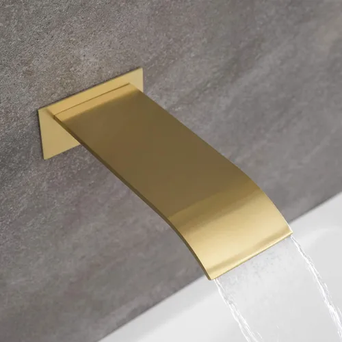 Vista 5 de sumerain Sistema de grifo para bañera y ducha con boquilla de cascada y cabezal de ducha de mano, válvula equilibrada de presión, oro cepillado