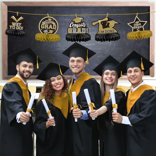 Vista 5 de 9 piezas de decoraciones de fiesta de graduación para clase de 2026, centro de mesa de felicitaciones de graduación de felicitaciones de graduación