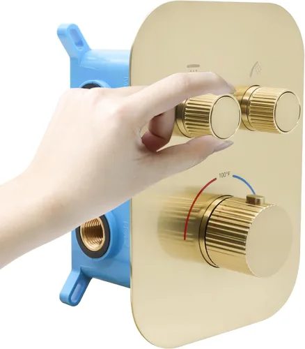 Vista 9 de Válvula termostática de ducha desviadora de ducha de 2 vías con control de temperatura, mezcla de ducha, desviador de flujo ajustable (negro mate)