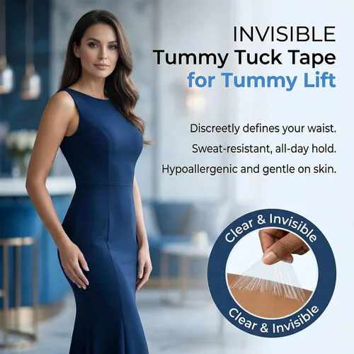 Vista 7 de 30 pieces 6x7 inch Ab Shaping Tape - Invisible transparent abdominal lifting tape, suitable for flat abdomen and apron abdomen