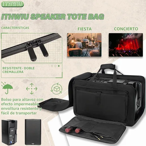 Vista 3 de Bolsa de transporte para altavoces con esponja gruesa para gabinetes de altavoces compactos de 8 pulgadas; resistente se adapta a QSC K8, Yamaha