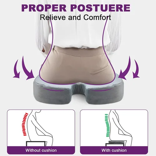 Vista 4 de Cojín de asiento de espuma viscoelástica de gel: Cojines ergonómicos ortopédicos de cuña para aliviar el dolor de espalda lumbar y coxis y ciática