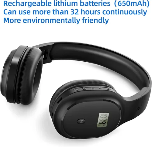 Vista 2 de Audífonos de Radio FM Personales Recargables y Portátiles con Mejor Recepción, Auriculares Inalámbricos con Protectores Auditivos para Correr